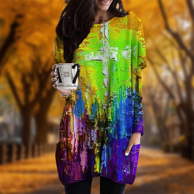 Новинка осени Цветной крест принт плюс — фото 3