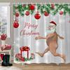 Merry Christmas Bathroom Curtains Snowman Christmas Tree Gift Red Truck Polyester Fabric Washable Shower Curtain Bathroom Decor