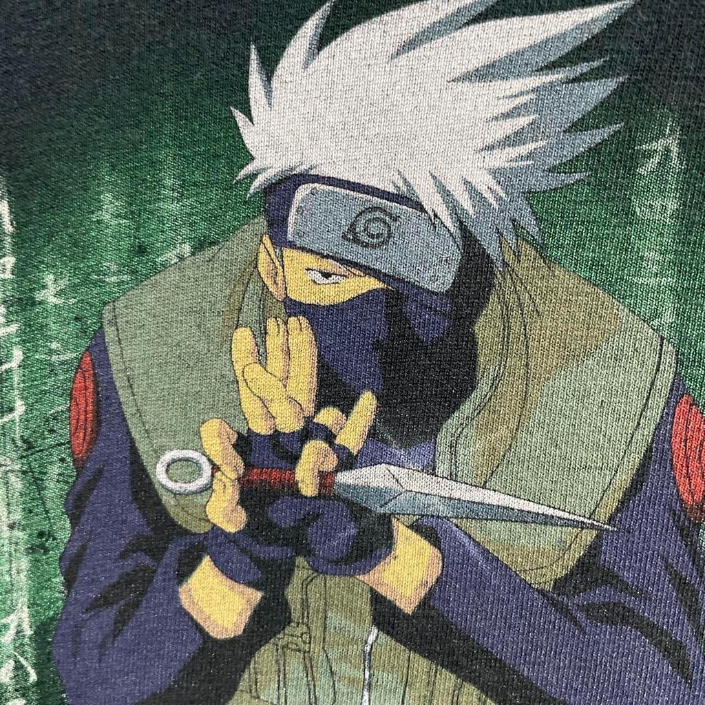 [USED] Vintage 2000s Hatake Kakashi Naruto Short Sleeve Shirt, Anime, Manga, Black, Part 1