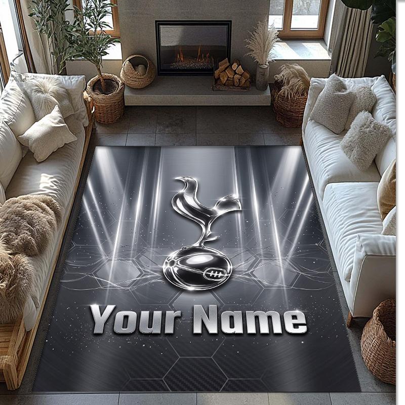Tottenham Hotspur FC Printed Crystal Velvet Rug Non‑Slip Crystal Velvet Carpet For Sofa Bedroom Indoor Home Decoration
