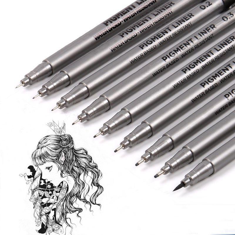 9 Teile/satz Pigment Liner Micron Tinte Marker Stift für Zeichnung Skizze Manga Micron Liner Kalligraphie Pinsel Hookline Stifte Künstlerbedarf
