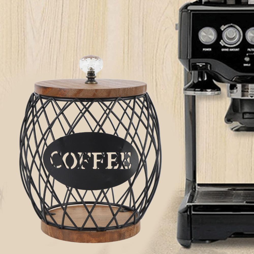 Metal Coffee Pod Storage Wooden Base Coffee Pod Rack Coffee Capsule Holder  Coffee Station чёрный