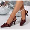 Pointed Toe Shallow Pumps Ladies Heels Shoes Female Slingbacks New In Medium Heels Shoes For Women Footwear Mules