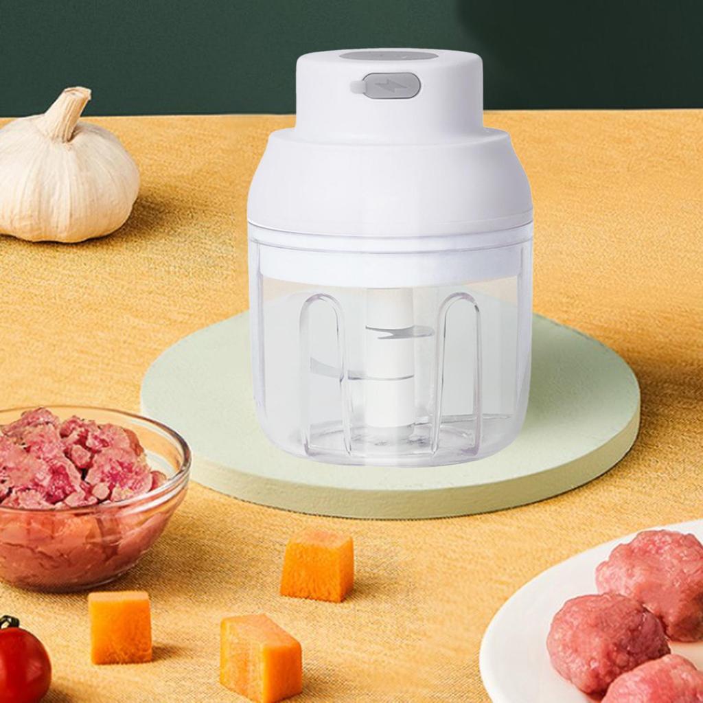 Portable Electric Garlic Chopper Mincer Kitchen Gadgets for Vegetable Fruits White