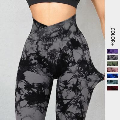 Damskie Bezszwowe Legginsy do Jogi Tie Dye Legginsy Treningowe Sportowe Spodnie Atletyczne Odzież Fitness na Siłownię Damskie Legginsy Sportowe