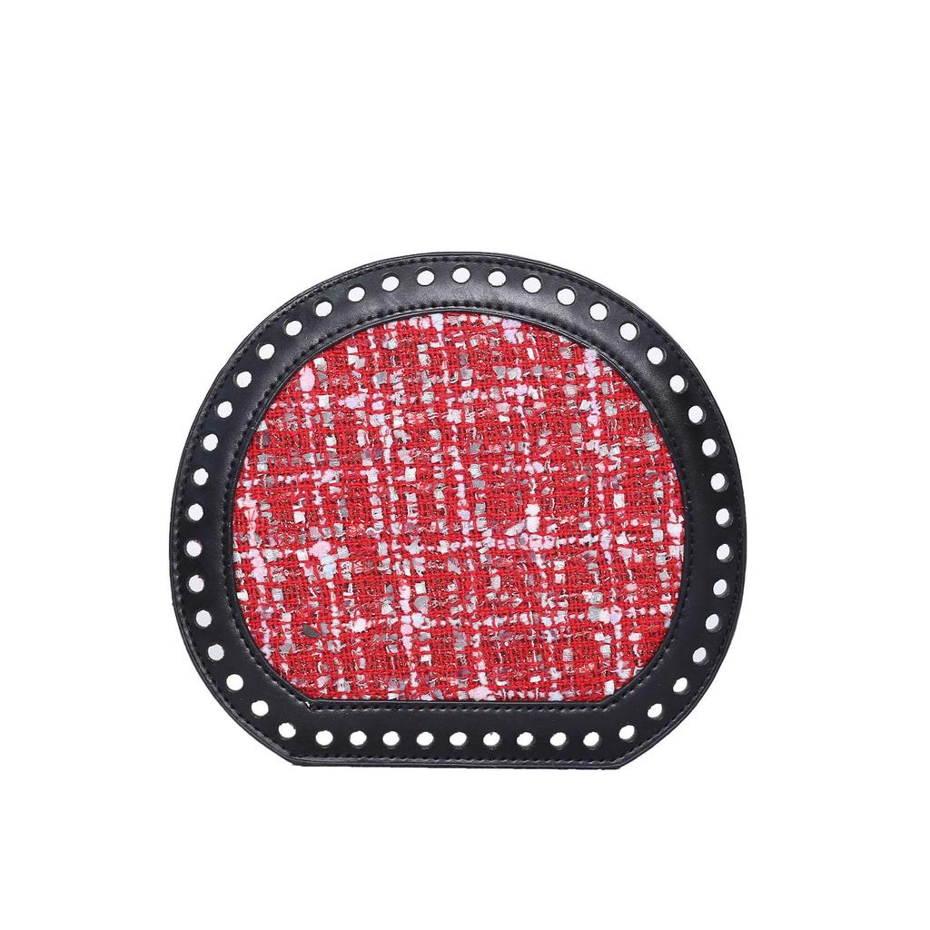 HyunA DIY Semi-Circular Knitted Bag Base with Leather Plate, 19x17cm, Handbag Accessory