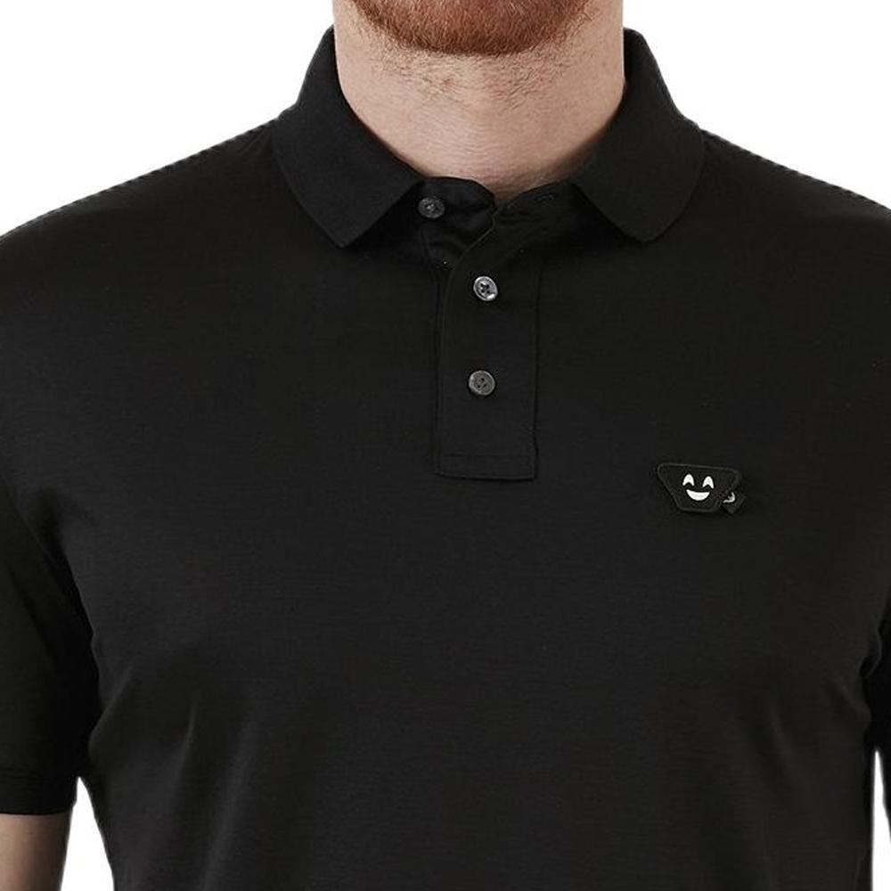 Emporio Armani Ss22 Solid Color Logo Patch Loose Casual Short Sleeve Polo Shirt Men Polo Shirts Black 3L1FAL-1JUVZ-0999
