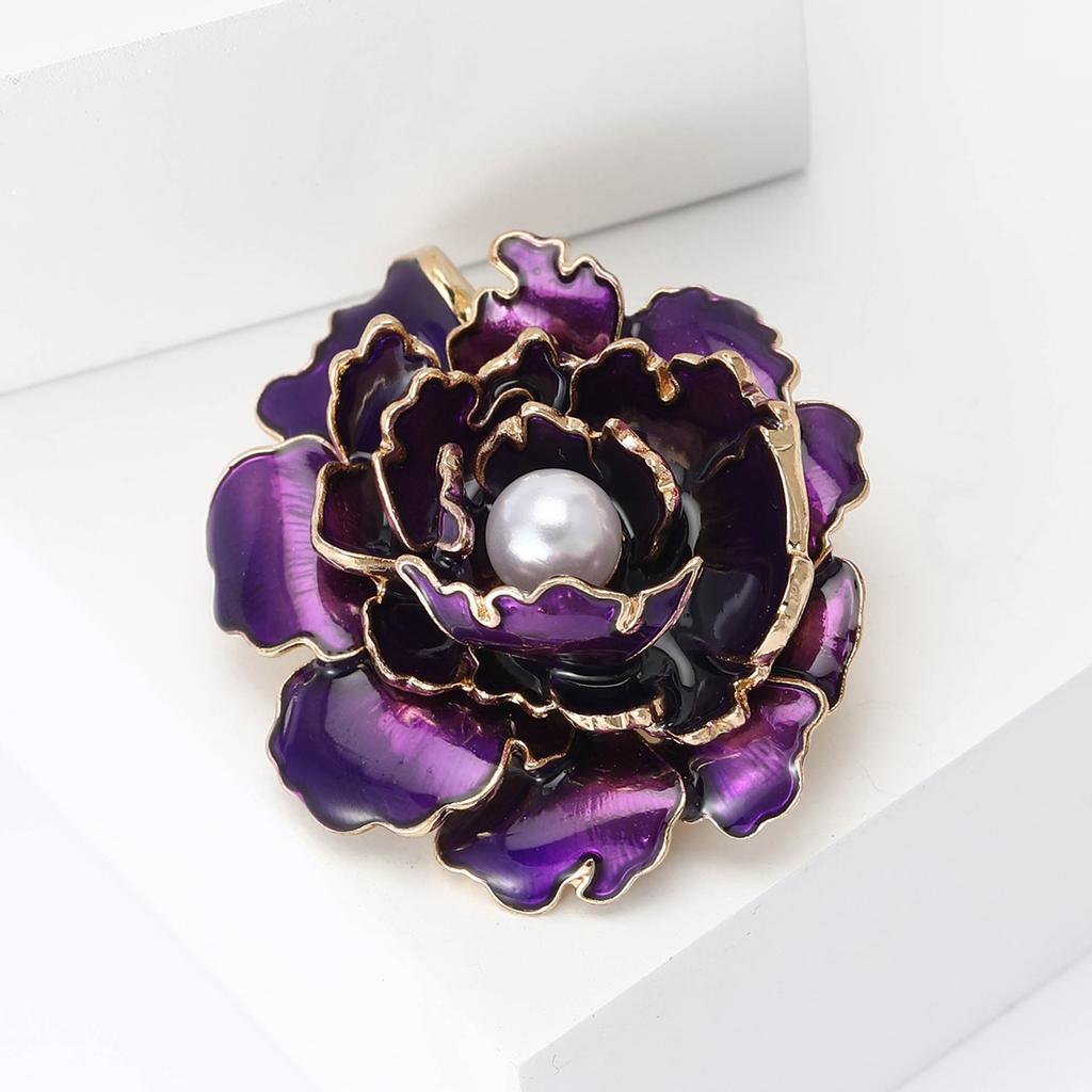 High-End Exquisite Enamel Peony Brooch Temperament High-End Women'S Cheongsam Shawl Corsage Jewelry Pin
