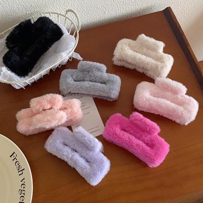 10,5 cm Plüsch Quadratische Haarspange Damen Koreanisch Schlicht Vielseitig Krallenclip Mode Haiklammer Mädchen Haaraccessoires