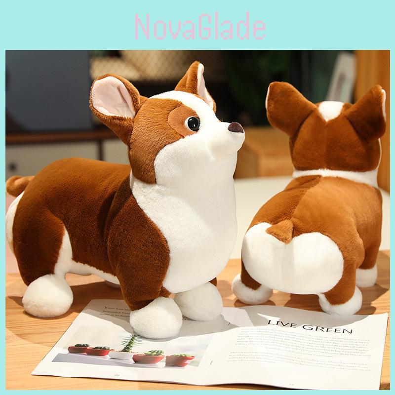 Cute Plush Corgi Dog Toy Soft And Huggable Stuffed Animal For Kids And Pets Brown And White Color 23cm