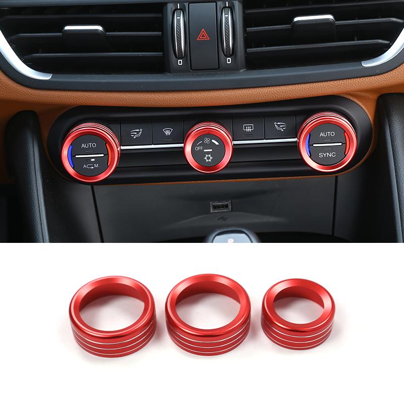 

Aluminum Alloy Car Air Conditioning Knob Cover Control Switch Decoration Ring For Alfa Romeo Stelvio Giulia 2017-2020 Accessory