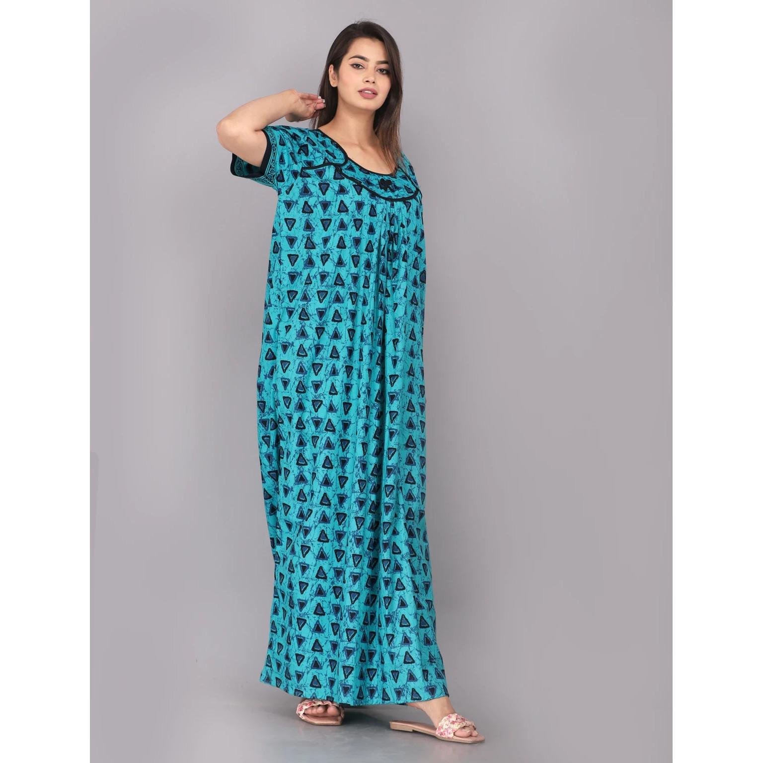 Beautiful Women Cotton Shot Sleeves Gown Indian Bollywood Casual Wear Nighty 2XL-44