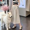 Women's 7/8 Length Ice Silk High Waist Wide-Leg Skirt Pants