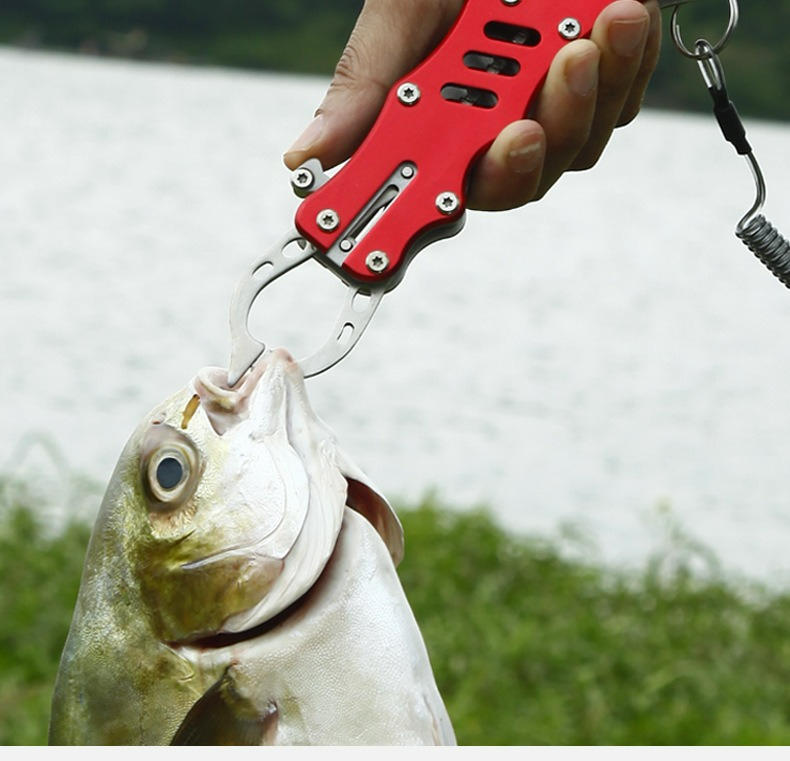 Portable Fishing Gripper Stainless Steel Lock Fish Lip Grabber Powerful Gripper Trigger Ice Sea Fishing Tackle Gear Accessories