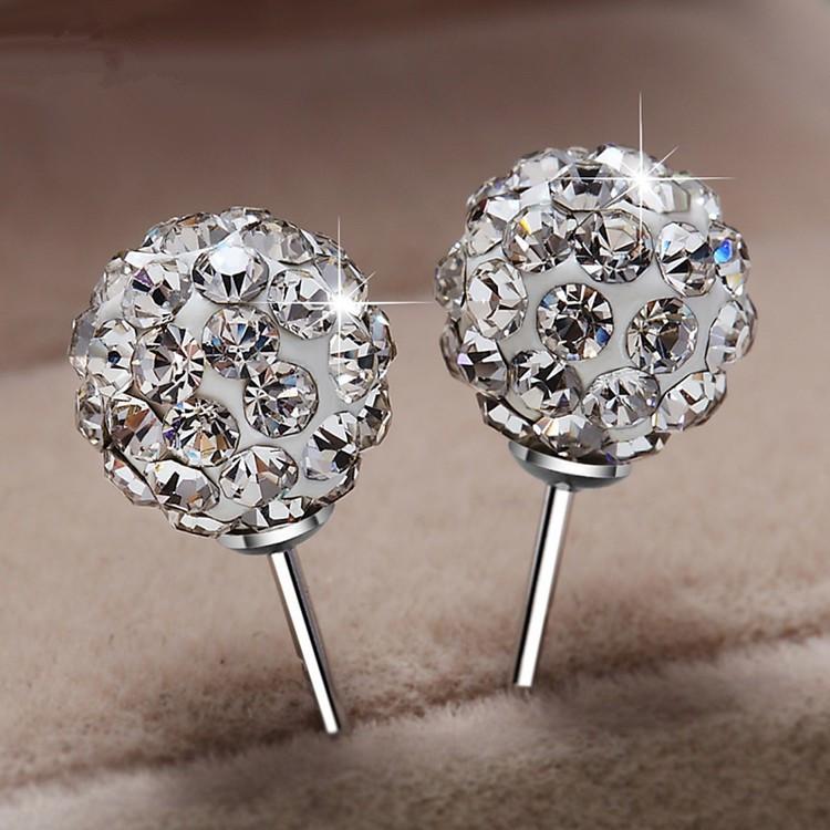 Shambhala Diamond Ball Full Diamond Fashion Temperament, Women S, Earrings, Water Stud Earrings 925 silver