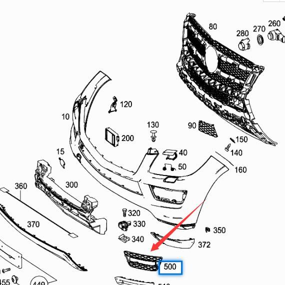 Mercedes-Benz W166 GL Front Bumper Fog Light Wind Deflector