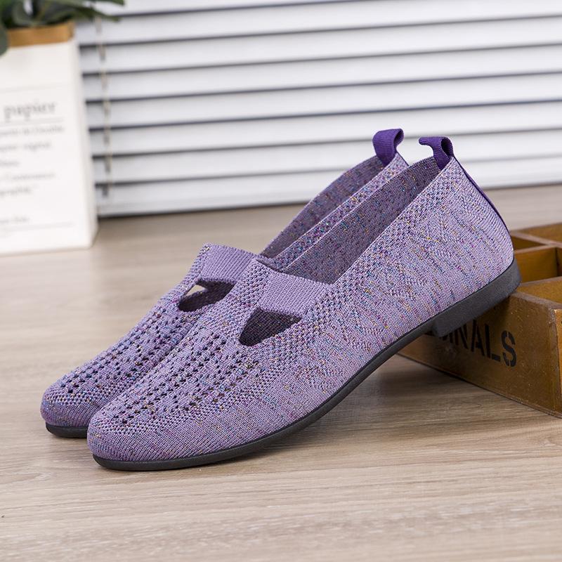 Summer new fly-woven women's shoes breathable and comfortable middle-aged mother shoes fashion casual shoes women's commuter elastic women's shoes