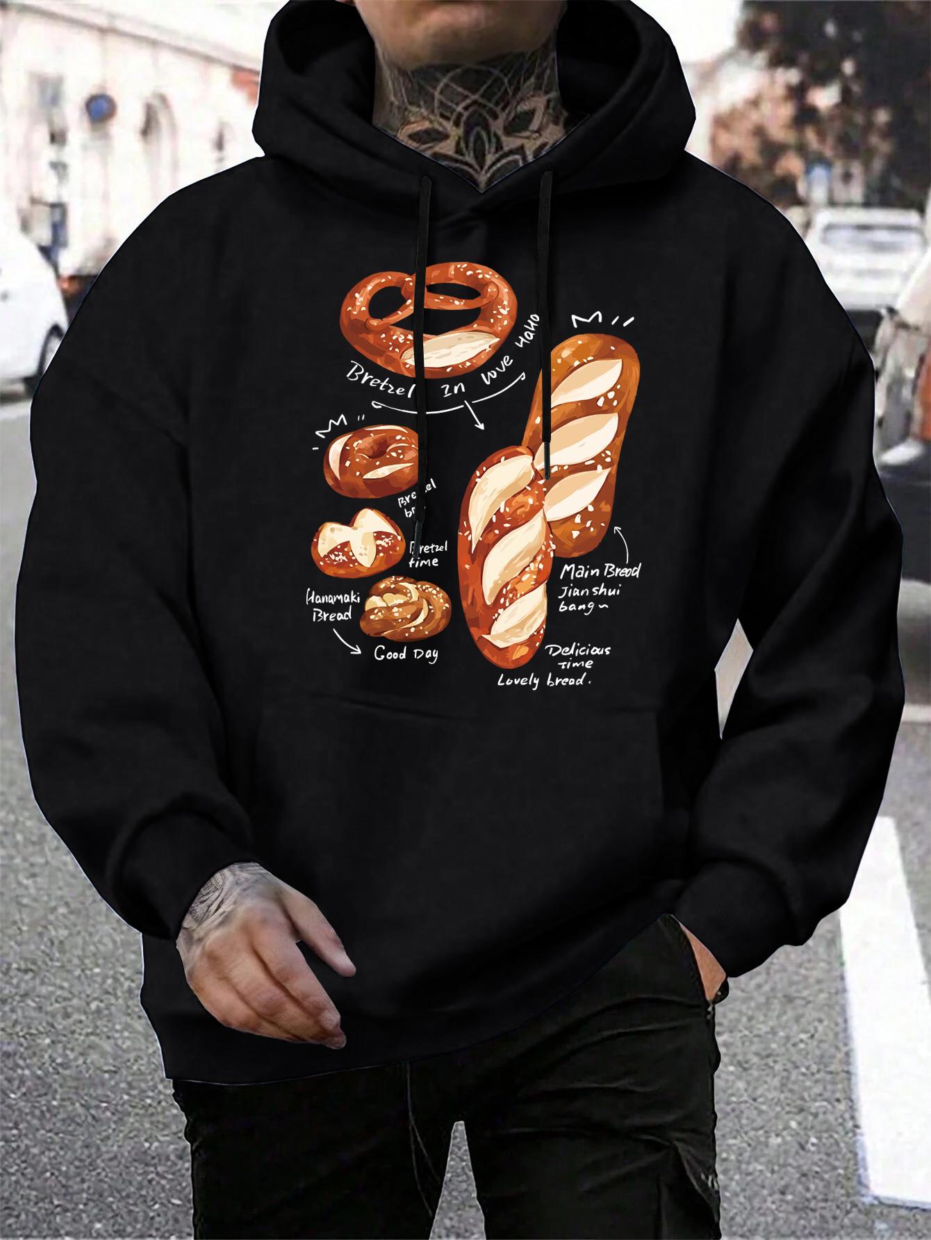 

Delicious And Rich Alkaline Bread Print Male Hoodie Casual Soft Streetwear Pocket Fleece Hoody Hip Hop Multicolor Mens Pullover 3XL