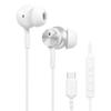 MOTTERU Wired Noise Ambient Sound with Microphone and Remote White Earphones, USB-C, Cancelling, Passthrough, In-Ear Type, Control, 1.4m Cable,