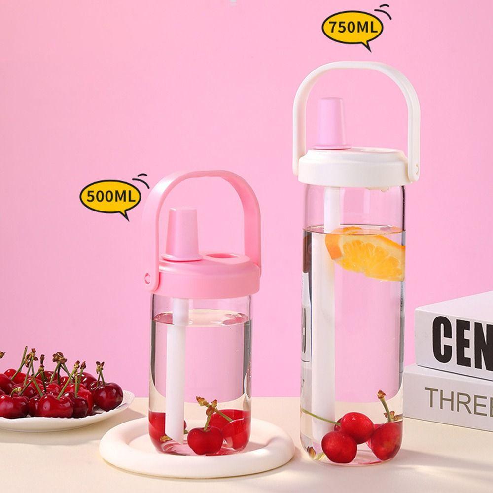 Plastic Pearl Milk Tea Straw Cup Straigh Drinking Drink Cup Portable Water Cup  Student