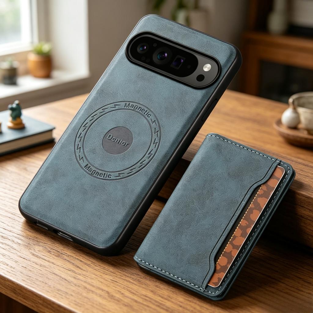 Leather Case for Google Pixel 10 Pro XL Pixel9 8 8A 7 7A 6 6A Detachable Card Holder Wallet Magnetic Wireless Charging Cover