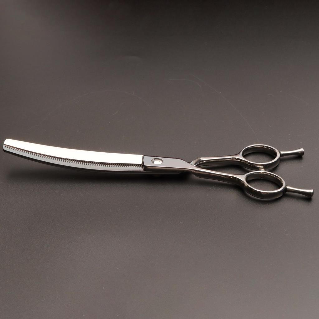High Quality 7.25 Inch 66 Tooth Japan 440C Stainless Steel Pet Cutting Shears Left Handed Curved Thinning Scissors