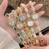 New Colorfuled Gemstones Women's Watches Elegant Square Dial Quartz Wristwatch High-end Gold Ladies' Watch Bracelet Clock