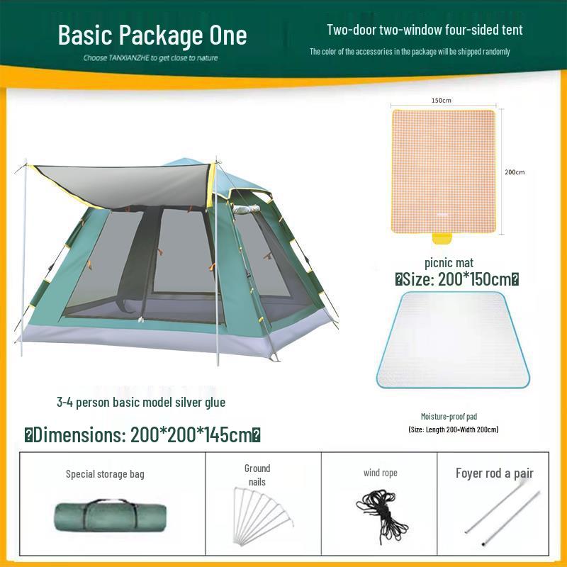 Thickened Automatic Folding Tent: Portable, Quick-Open, Rain & UV Protection for Camping & Beach.