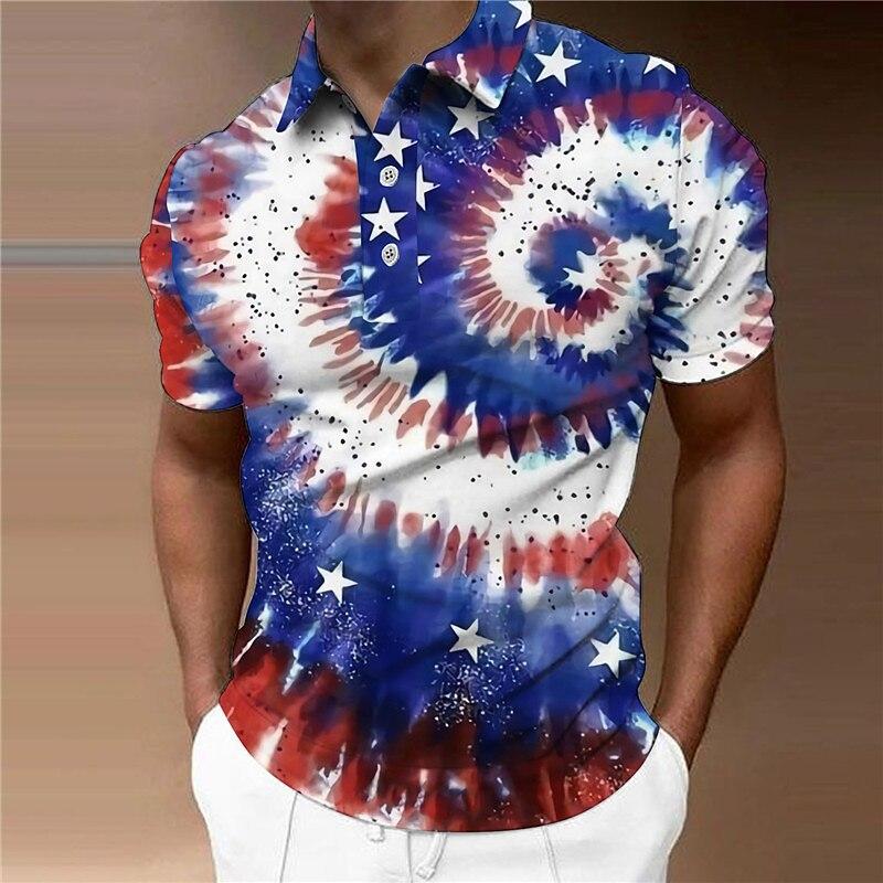 

men polo shirt short sleeve 3d print tops fashion polyester breathable comfortable polos shirts 4XL