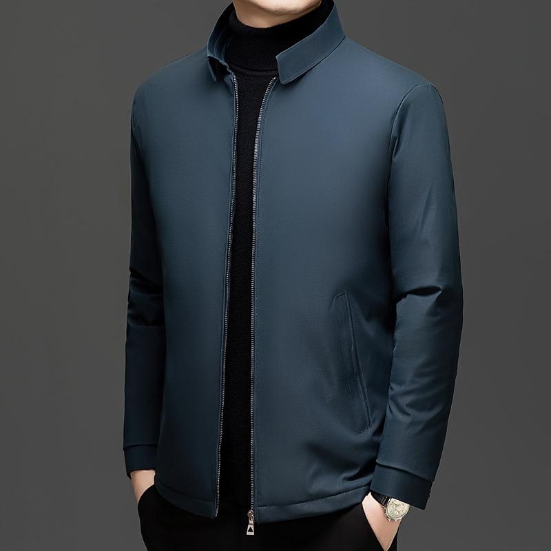 

Executive Business Down Jacket Men s Winter Lapel% White Duck Down Casual Cold-resistant Loose Coat 4XL