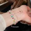 Spring Radiance~ Stone Flower Pearl Bracelet Ring Set Sweet Dopamine Design Versatile Jewelry Women