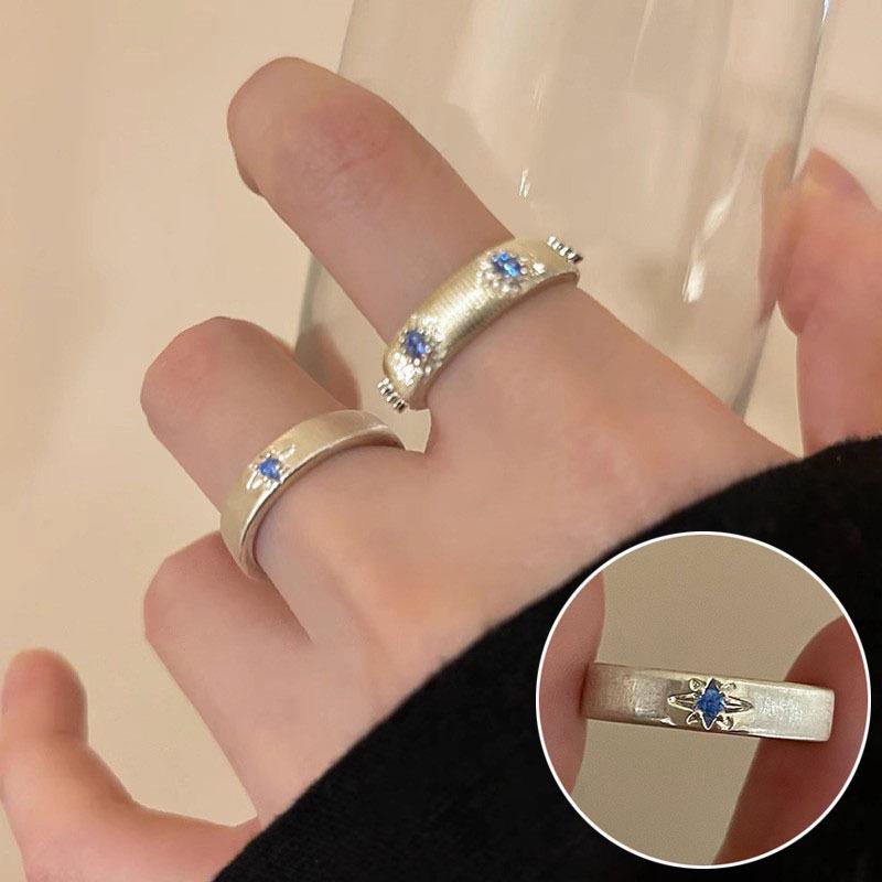 Elegant S925 Silver-Plated Light Blue Open Ring for Women - Versatile, Fashionable, and Luxurious Index Finger Design.