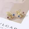 High-End Korean Dopamine Colored Zircon Bow Earrings