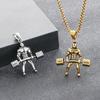 Fashionable Fitness Muscular Man Necklace Barbell Hip-Hop Style Retro Blackened Weightlifting Men's Pendant