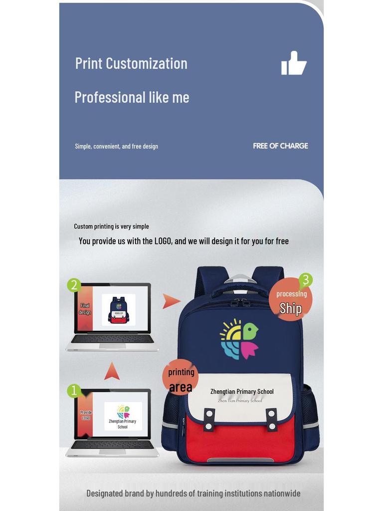 Custom Logo Backpack for Kindergarten & Elementary Students - Double Shoulder Bag for School, Training & Coaching Classes
