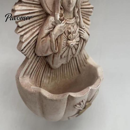 Catholic Wall Ornaments Sacred Heart of Mary Holy Water Font, Vintage Resin Basin Hanging, Religious Decor Ornament for Home Entrance Distressed