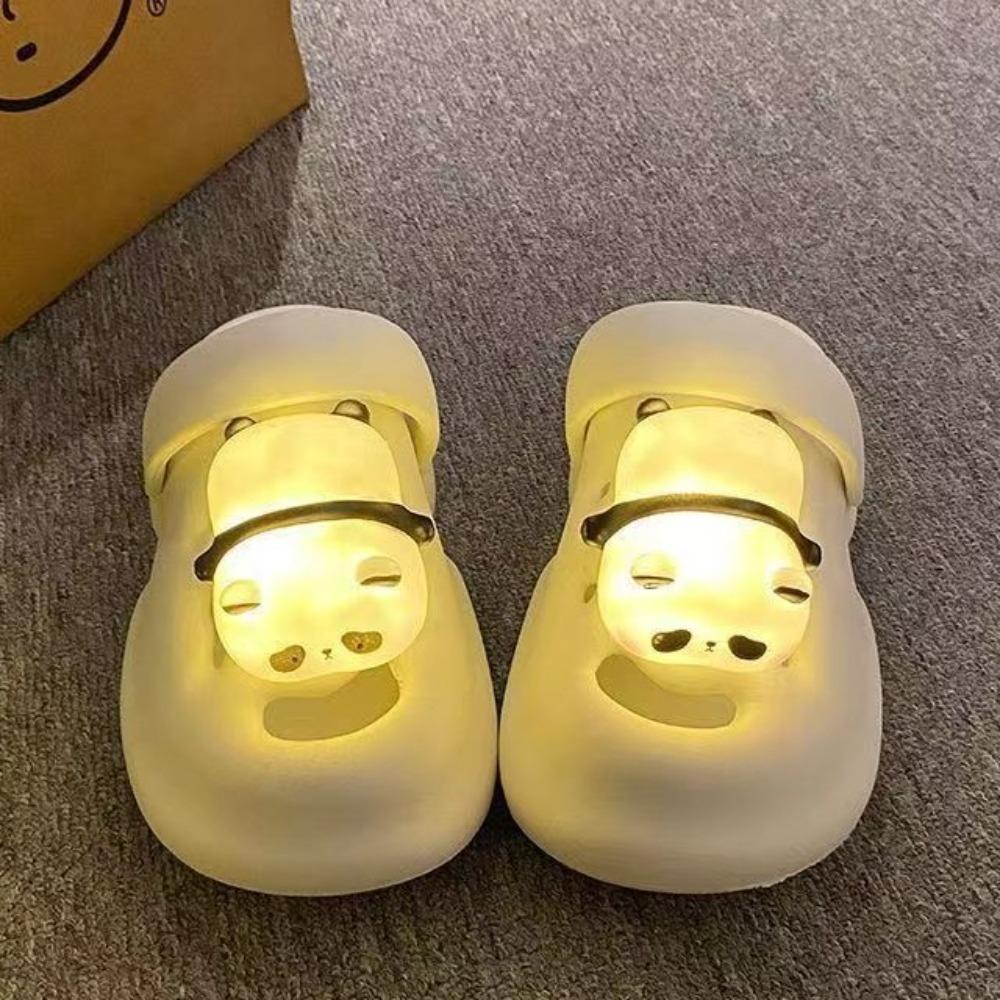 Cartoon Lighting Panda Slippers 3D Animal Panda Slides Sandals Outer Wear Shoes Summer Beach