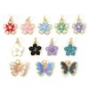 2pcs Enamel Flower Butterfly Brass Charms 18k Gold Plated Multicolor Exquisite Small Pendants For Earrings Necklace Findings