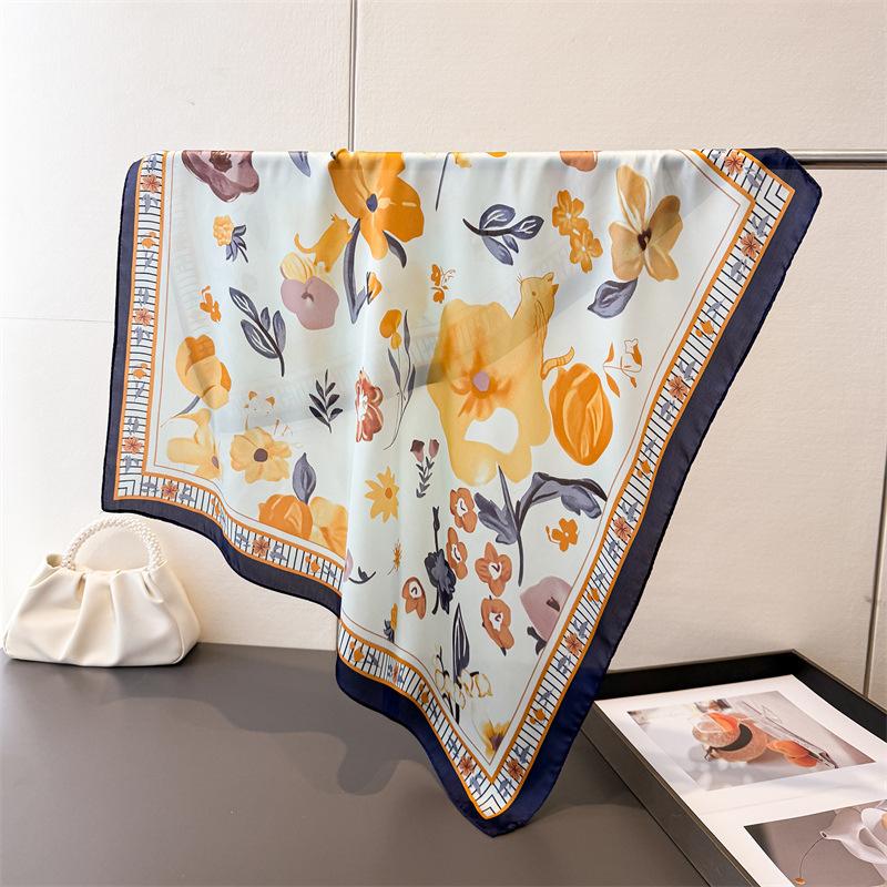2026 New Printed Scarves Women's Scarf Spring and Summer Floral Decorations Small Neckties Hairbands Bags Hijab
