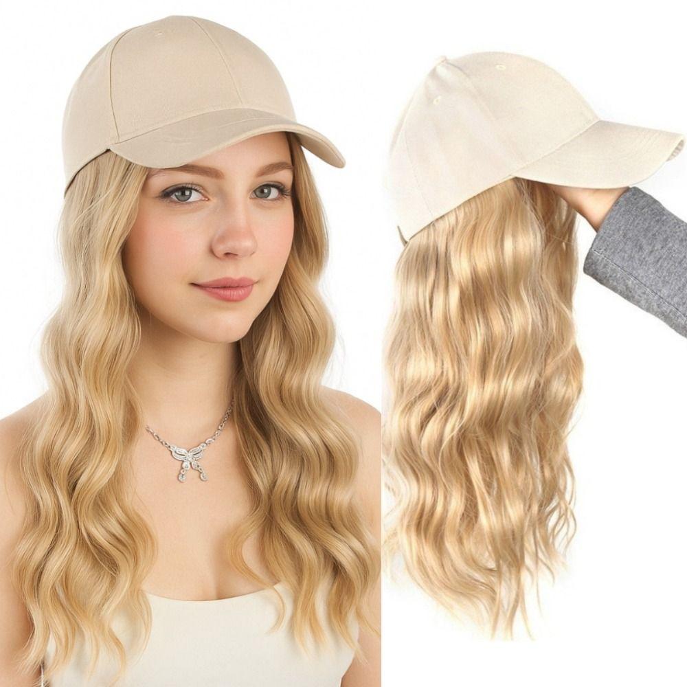 All-in-One Design Long Wavy Curly Hair Adjustable Baseball Cap Hair Extension  Daily Use