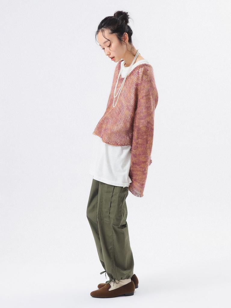 Beams Boy Women's Kasuri Mohair Baseball Knit, Purple, One Size