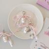 Stylish Flocking Bear Keychain With Pearls Accent and Ribbon Bowknot Stylish Purse Or Car Key Holder Accessory