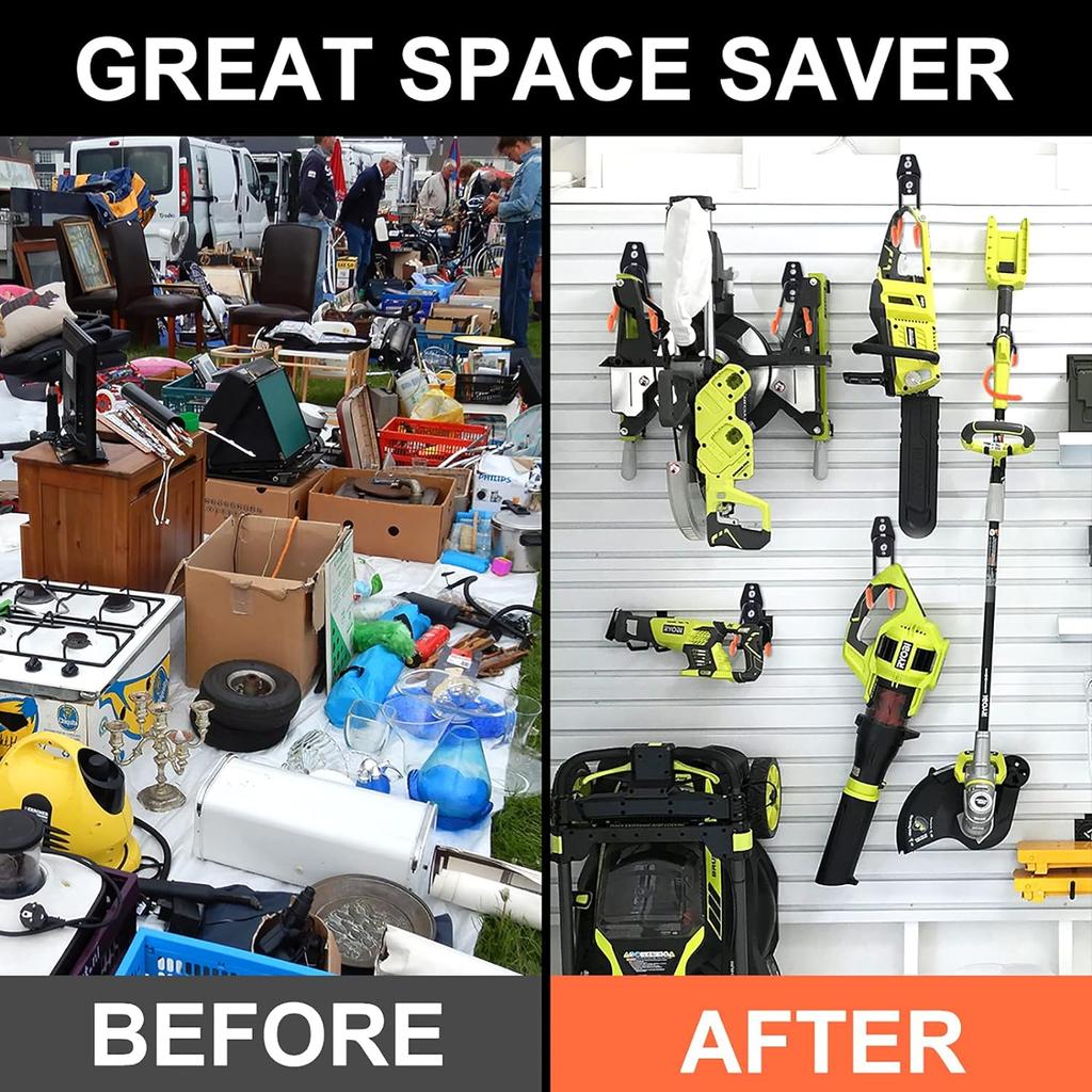 Upgraded 16Pack Garage Hook Utility Tools,Dual,With Mop Broom Holder,Wall Mount Hook,Garage Storage &Electric&Garden Tools,Ladders,Bike Tools (Orange)