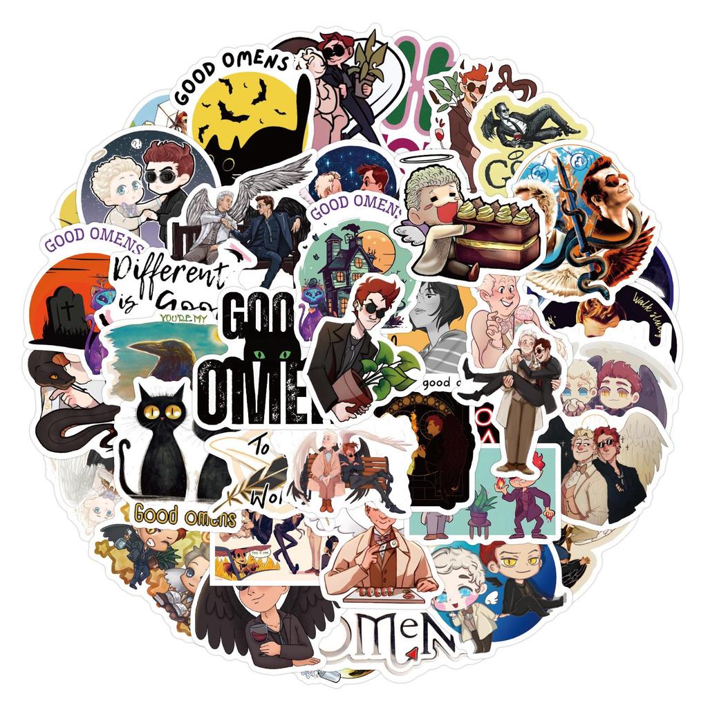 60 Waterproof Good Omens Cartoon Stickers for Decoration: Perfect for Water Cups, Stationery, and Computers