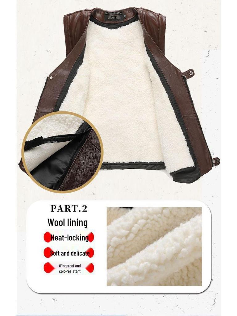 Herren Plus Size West aus echtem Rindsleder mit mehreren Taschen – Lässiges Gilet für Frühling, Herbst, Winter & Vaters Outfit