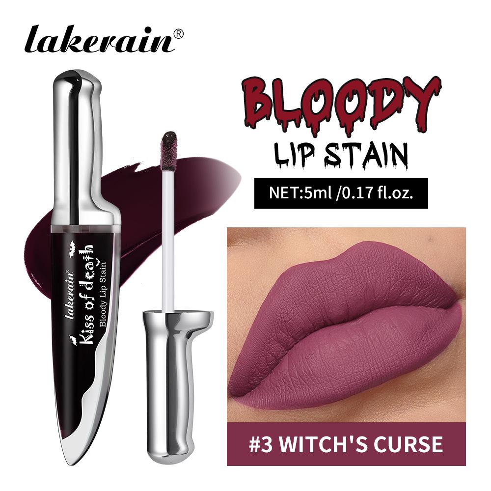 Polibek smrti Krvavá skvrna na rtech Tónování rtů Dlouhotrvající Voděodolný Nelepivý Barva ztmavne Matný Gotický Kosmetický