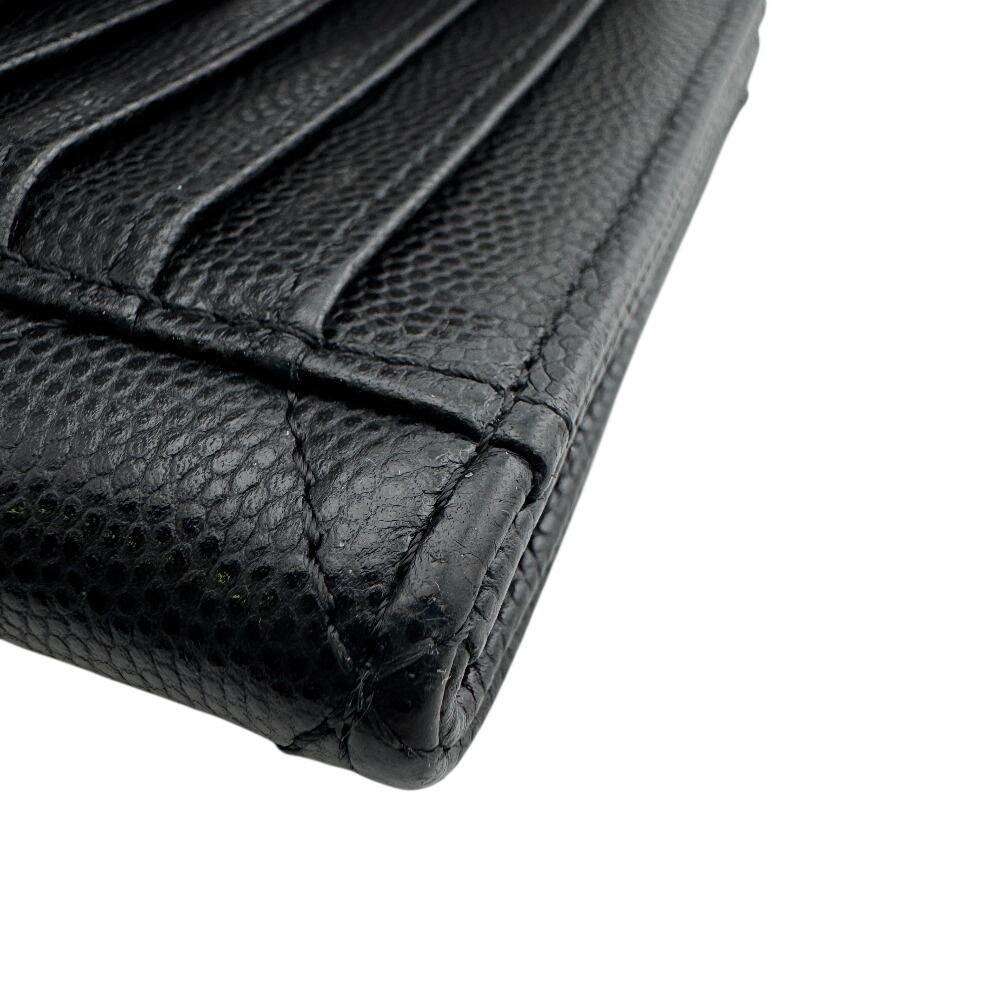 CHANEL Matelassé Caviar Skin leather Coin case black leather Used