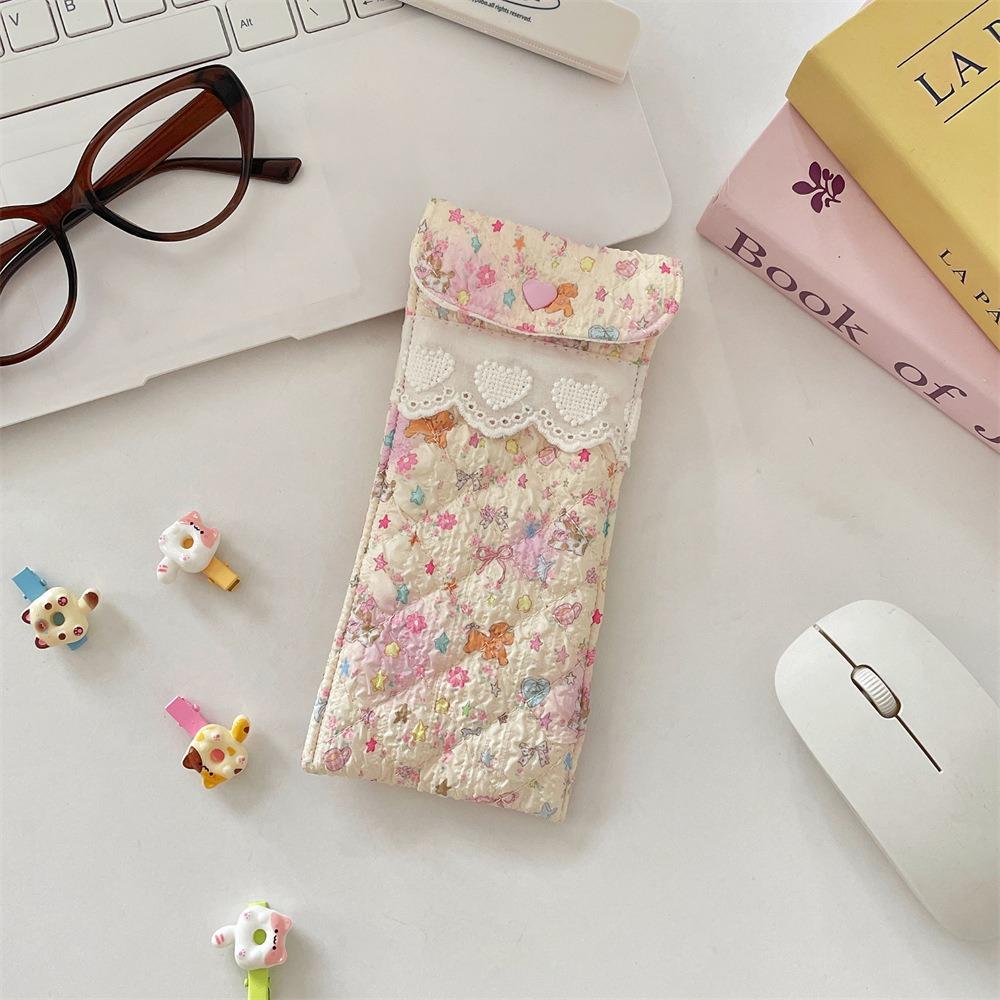 Sweet Cute Pencil Case Korean Style Lovely Eyeglasses Case Lightweight Lipstick Bag Girls