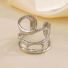 Stainless Steel Irregular Rings Vintage Geometric Metal Lava Open Rings for Women Hollow Cool Punk Finger Ring Jewelry Gifts