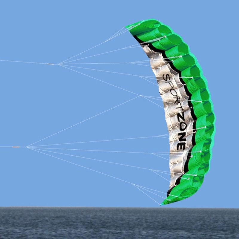 Vibrant Green 2.5m Dual Line Parafoil Parachute Stunt Kite For Outdoor Fun